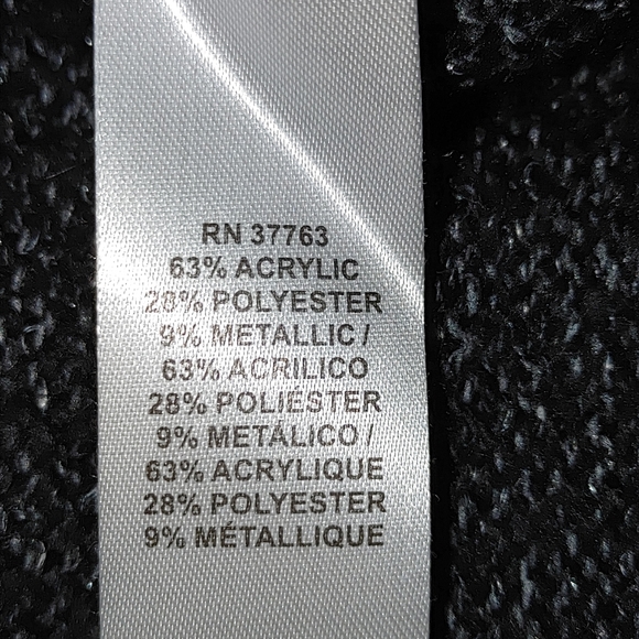 RAFAELLA OPEN FRONT CARDIGAN WITH METALLIC WEAVE, BLACK / SILVER METALLIC S - Picture 6 of 6